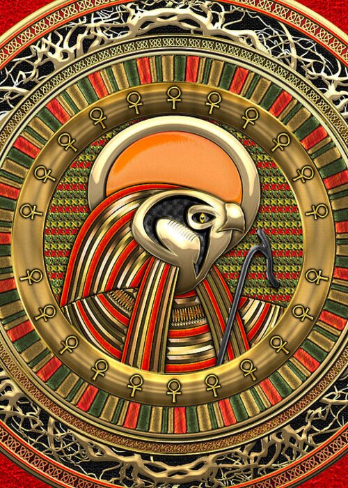'treasure Trove' Collection By Serge Averbukh Greeting Card featuring the digital art Egyptian Sun God Ra by Serge Averbukh