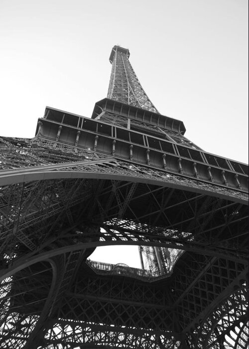 Eiffel Tower Greeting Card featuring the photograph Eiffel Tower b/w by Jennifer Ancker