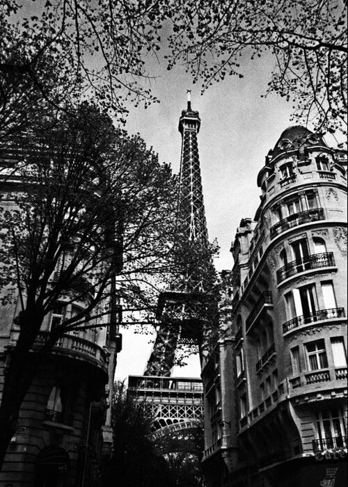 Vintage Eiffel Tower Greeting Card featuring the photograph Eiffel Tower Black and White by Andrew Fare