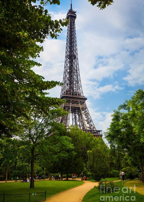 Eiffel Greeting Card featuring the photograph Eiffel Tower from Champs de Mars by Inge Johnsson