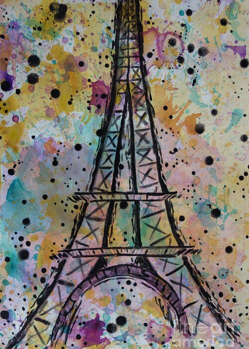 Eiffel Tower Greeting Card featuring the painting Eiffel Tower by Jacqueline Athmann
