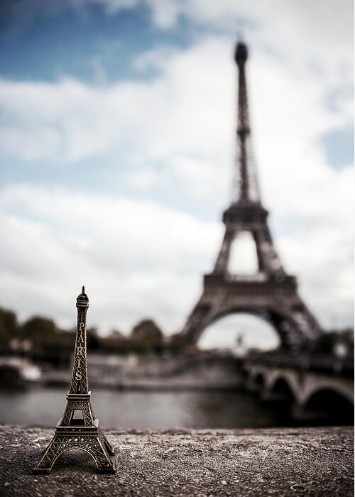 Eiffel Tower Greeting Card featuring the photograph Eiffel Trinket by Ryan Wyckoff