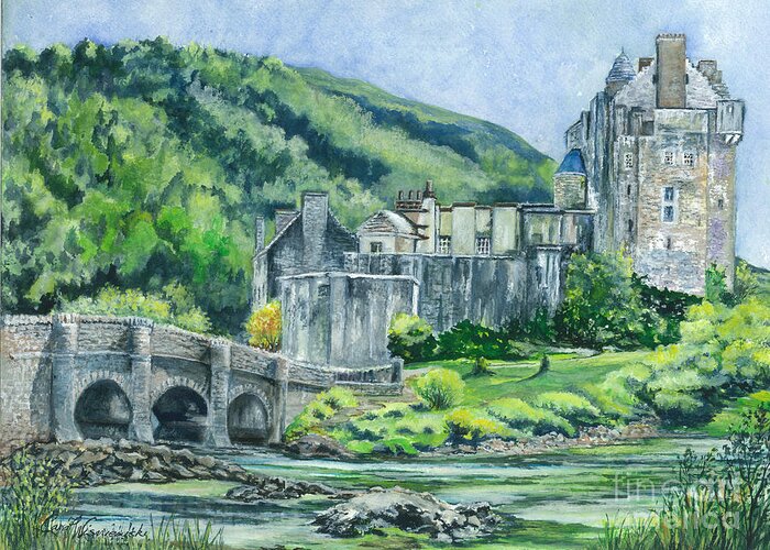New Jersey Artist Greeting Card featuring the painting The Eilean Donan Castle in Scotland by Carol Wisniewski