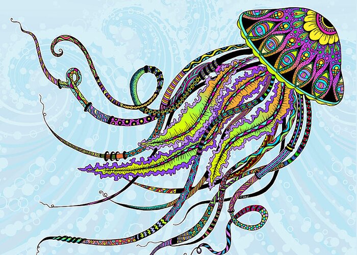 Jellyfish Greeting Card featuring the digital art Electric Jellyfish by Tammy Wetzel