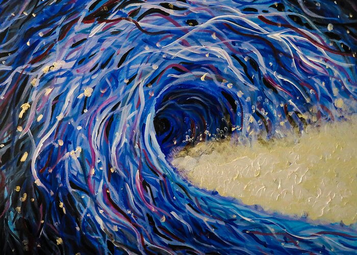 Waves Greeting Card featuring the painting Electric Wave by Joel Tesch
