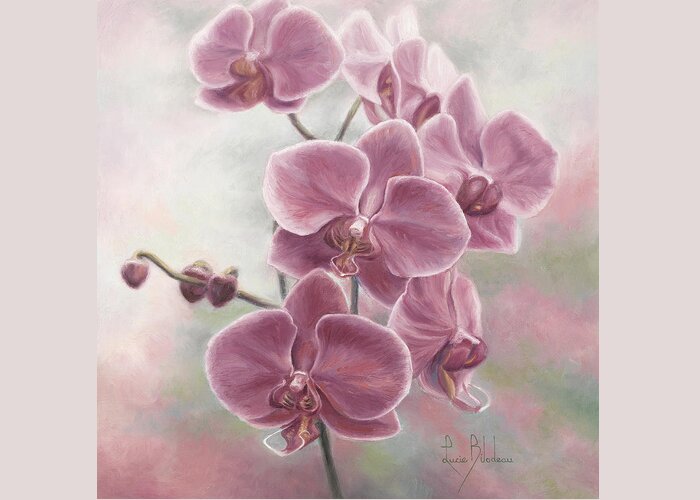 Orchids Greeting Card featuring the painting Elegant Orchids by Lucie Bilodeau