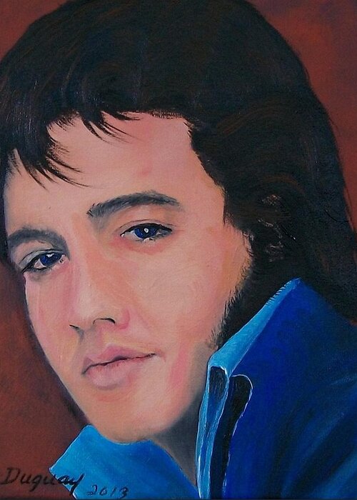  Elvis Fans Hollywood Greeting Card featuring the painting Elvis by Sharon Duguay
