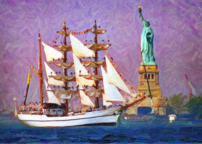 Embrace Liberty-oil Indian Legend Greeting Card featuring the painting Embrace Liberty oil by MotionAge Designs