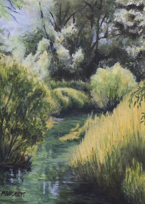 Emerald Greeting Card featuring the painting Emerald Creek by Michael Beckett