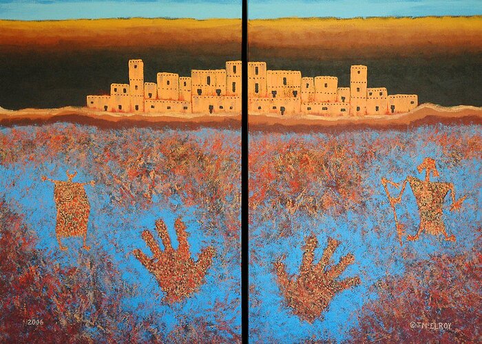 Pueblo Greeting Card featuring the painting Emergence by Jerry McElroy