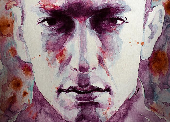 Eminem Greeting Card featuring the painting Eminem 2 by Laur Iduc