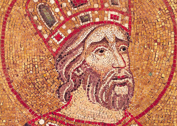 Emperor Constantine I Greeting Card featuring the ceramic art Emperor Constantine I by Byzantine School