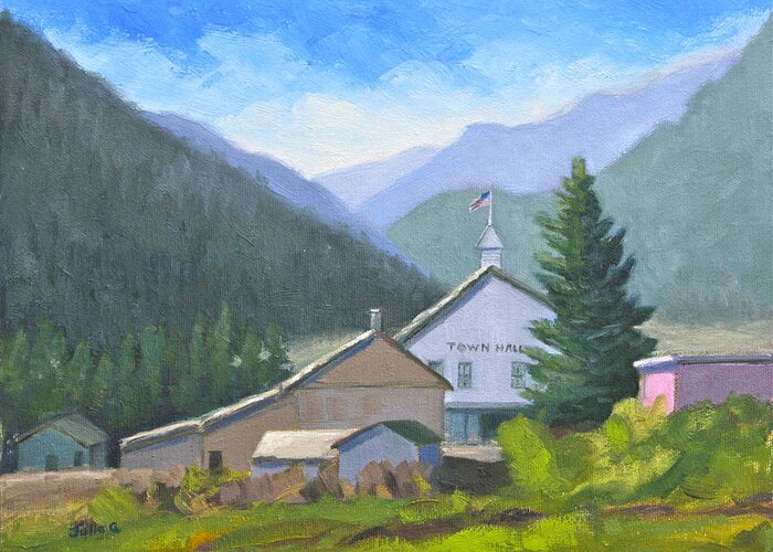 Empire Colorado Greeting Card featuring the painting Empire Morning by Julia Grundmeier