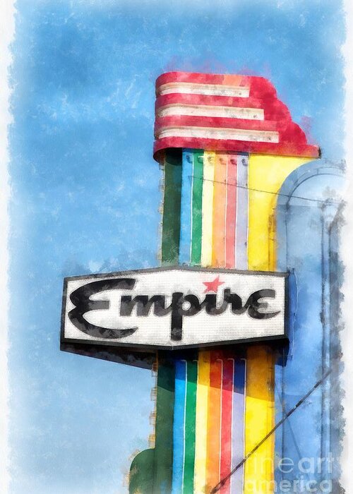 Neon Greeting Card featuring the photograph Empire Movie Theater Neon Sign by Edward Fielding