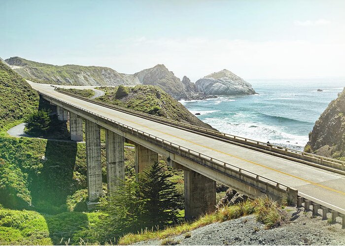 Scenics Greeting Card featuring the photograph Empty Bridge Overlooking The Sea by James O'neil