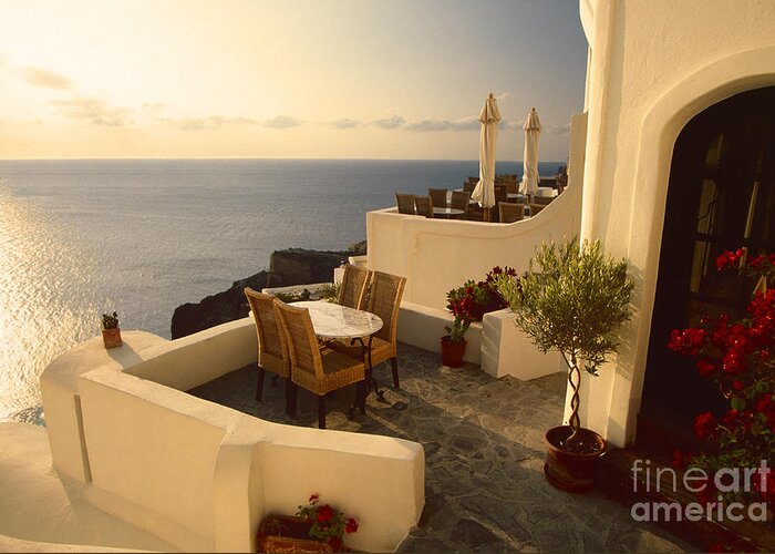 Santorini Greeting Card featuring the photograph End of summer by Aiolos Greek Collections