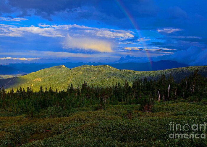 Mountains Greeting Card featuring the photograph End Of the Rainbow by Barbara Schultheis
