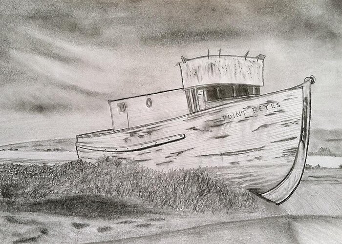 Shipwreck Greeting Card featuring the drawing End of Watch by Tony Clark