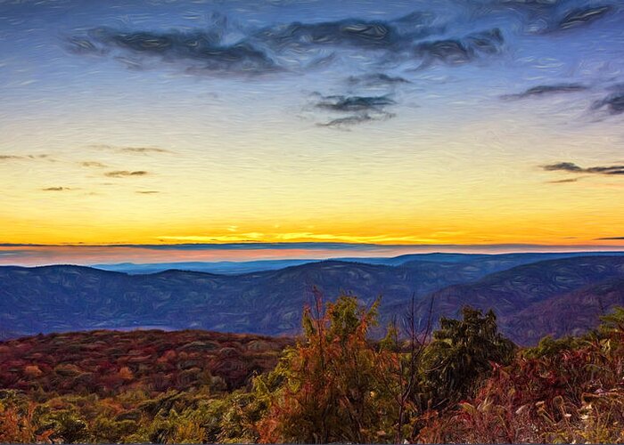 Steve Harrington Greeting Card featuring the photograph Endless Mountains Sunset - Paint by Steve Harrington