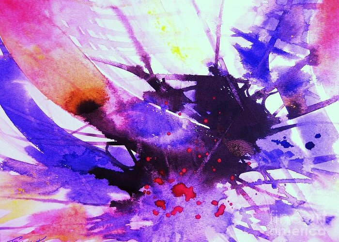 Abstract Greeting Card featuring the painting Energy by Frances Ku