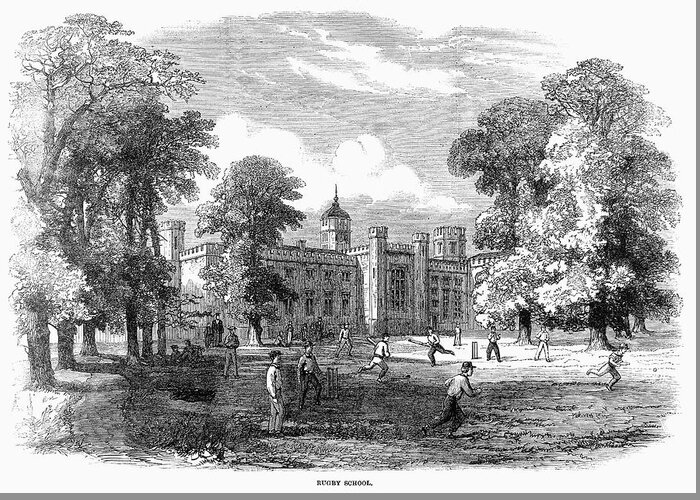 1862 Greeting Card featuring the painting England Rugby School by Granger