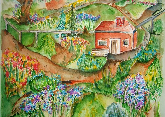 English Countryside Greeting Card featuring the painting English Countryside by Elaine Duras