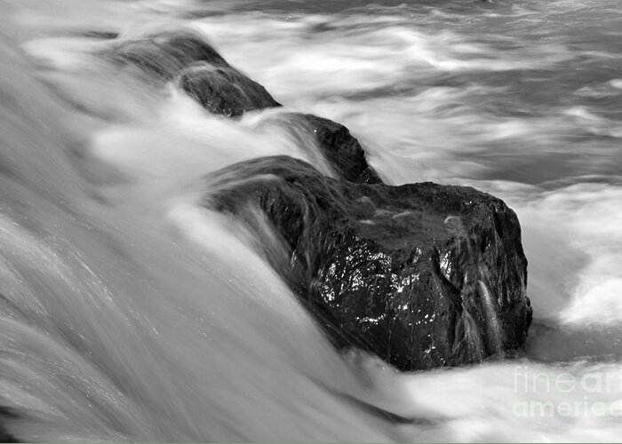 Eno River Greeting Card featuring the photograph Eno River Rocks Black and White by Benanne Stiens