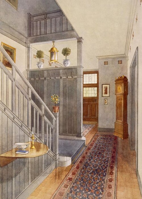 Domestic Greeting Card featuring the drawing Entrance Passage by Richard Goulburn Lovell