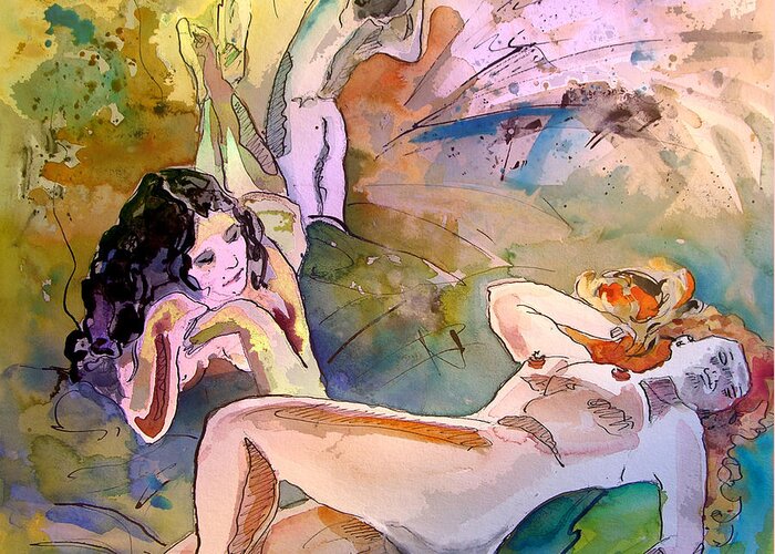 Erotic Greeting Card featuring the painting Eroscape 1201 by Miki De Goodaboom
