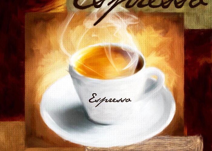 Coffee Greeting Card featuring the digital art Espresso Lover by Lourry Legarde