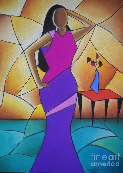 African American Art Greeting Card featuring the drawing Essence of a Woman II by Sonya Walker