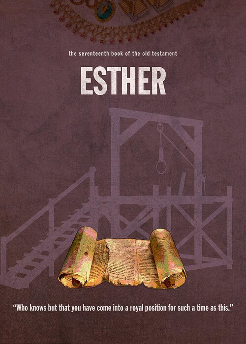 Esther Greeting Card featuring the mixed media Esther Books Of The Bible Series Old Testament Minimal Poster Art Number 17 by Design Turnpike