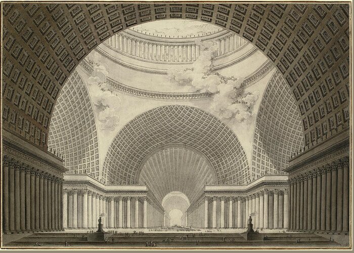 Etiennelouis Greeting Card featuring the drawing Etienne-louis Boullée, Perspective View Of The Interior by Litz Collection