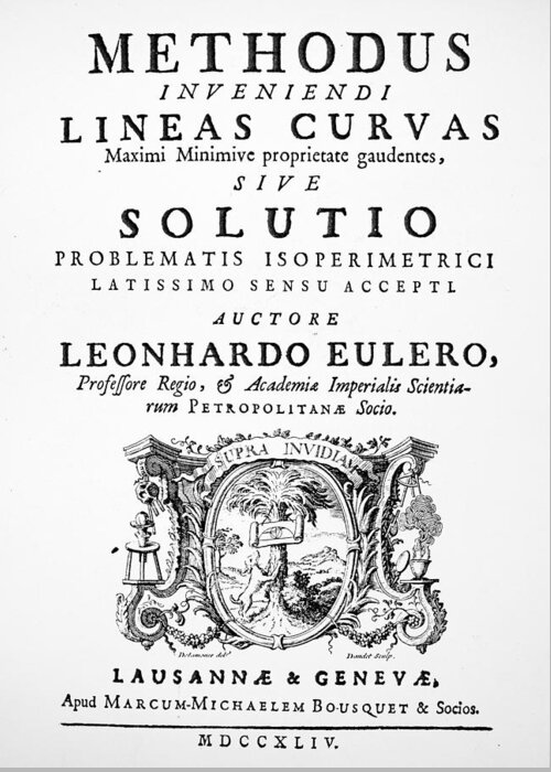 1744 Greeting Card featuring the painting Euler Title-page, 1744 by Granger