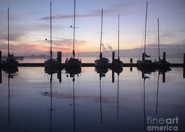 Sailboats Greeting Card featuring the photograph Eureka Harbor at Sunset by Laura Wong-Rose