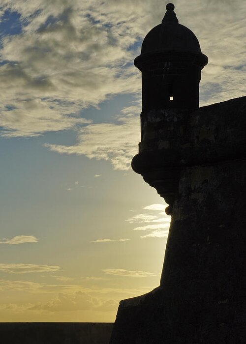 Castle Greeting Card featuring the photograph Evening at El Morro by Brian Kamprath