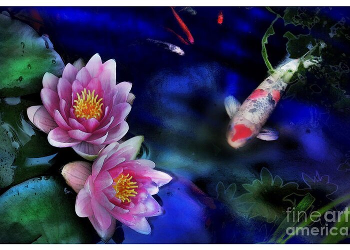 Water Gardens Greeting Card featuring the photograph Evening blues by Gina Signore