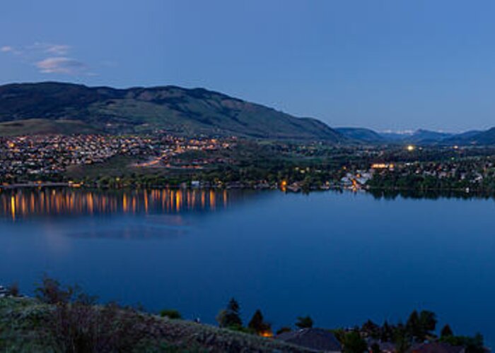 Lakes Greeting Card featuring the photograph Evening Panorama of Kalamalka Lake by Michael Russell