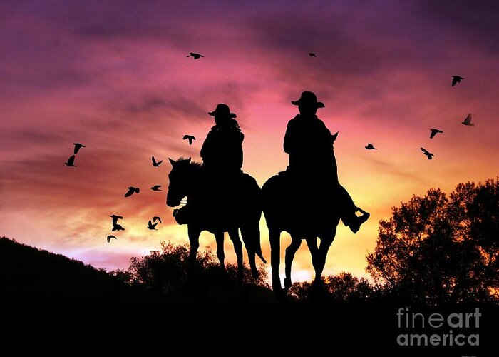 Cowboy Greeting Card featuring the photograph Evening Ride by Stephanie Laird