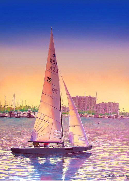 Sail Greeting Card featuring the painting Evening Sail by Douglas Castleman