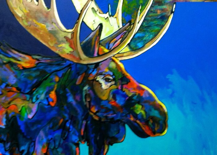 Moose Art Greeting Card featuring the painting Evening Shadows by Bob Coonts