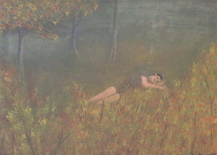 Sleeping Figure Greeting Card featuring the painting Evening Slumber by Tim Townsend