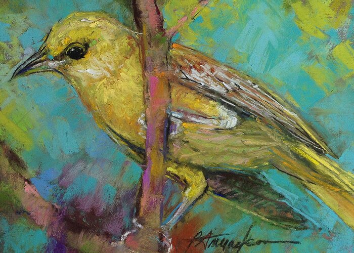 Bird Greeting Card featuring the pastel Ever Watchful by Beverly Amundson