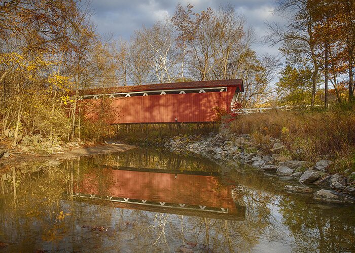Cvnp Greeting Card featuring the photograph Everett Rd. Covered Bridge in Fall by Jack R Perry