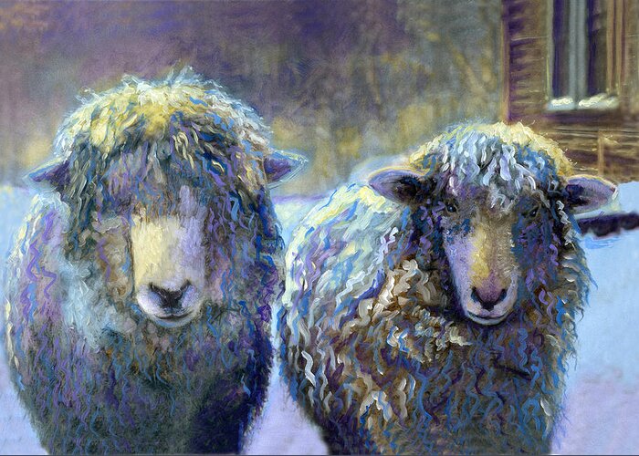 Sheep Greeting Card featuring the painting Ewe and Me 2 by Cindy McIntyre