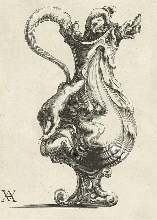 1646 - 1652 Greeting Card featuring the drawing Ewer On Foot, Theodorus Van Kessel, Adam Van Vianen by Artokoloro