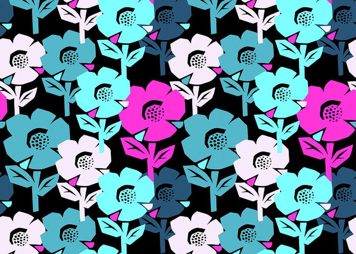 Stroking Greeting Card featuring the digital art Exotic Flowers Seamless Pattern by Olgalis