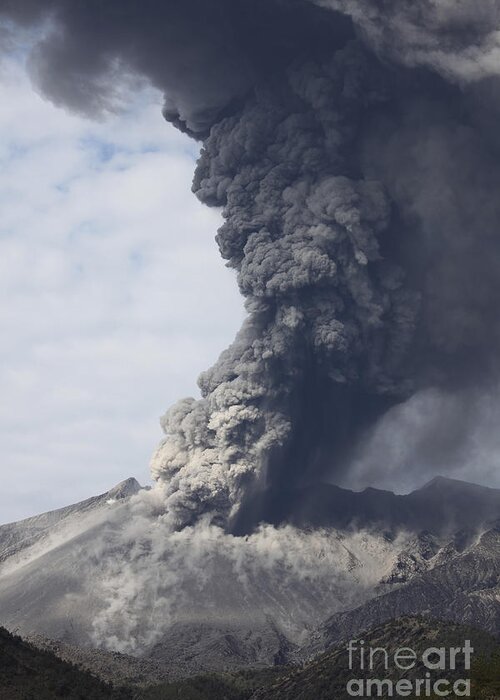 Vertical Greeting Card featuring the photograph Explosive Vulcanian Eruption by Richard Roscoe