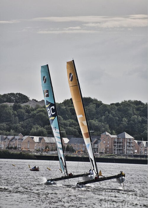 Extreme 40 Catamarans Greeting Card featuring the photograph Extreme 40 In Unison by Steve Purnell