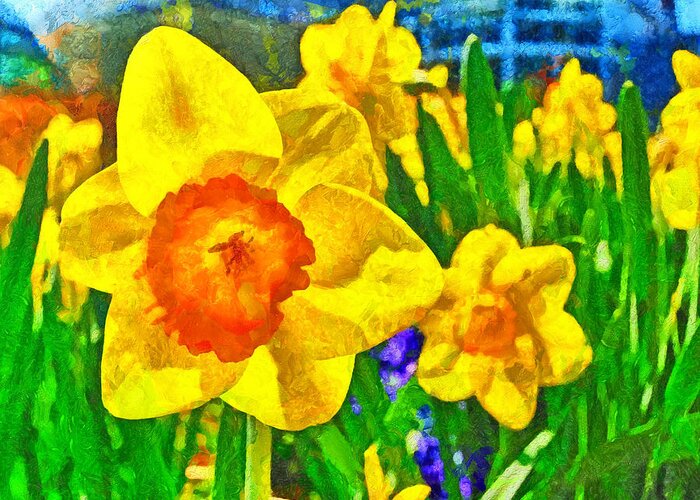 Daffodil Greeting Card featuring the digital art Extreme Daffodil by Digital Photographic Arts